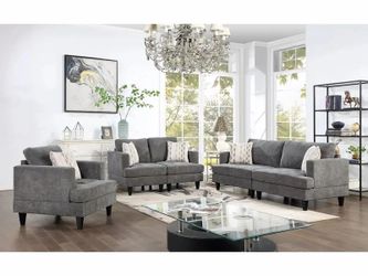 Huntington 3-Piece Gray Sofa Set