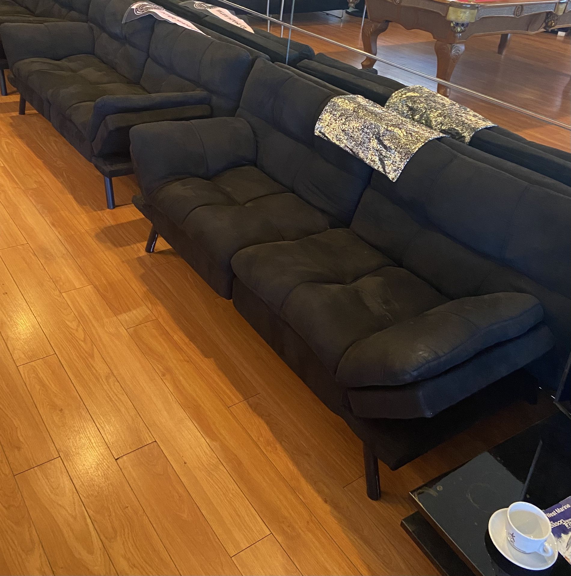 2 Small Black Couches $175.00 Both