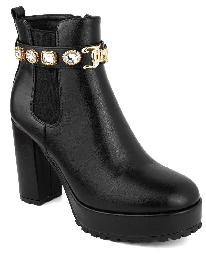Juicy Couture Womens Python Leather High Heel Ankle Boot Bootie Black 7.5 NIB