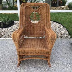 Vintage Polo Ralph Lauren Chair Tall Wicker Rocker Rattan