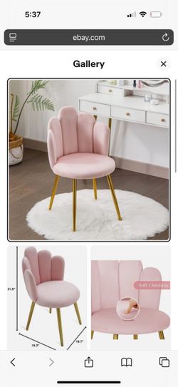 Midcentury Pink Velvet Vanity Chair with Gold Legs - Makeup Room Accent Chair