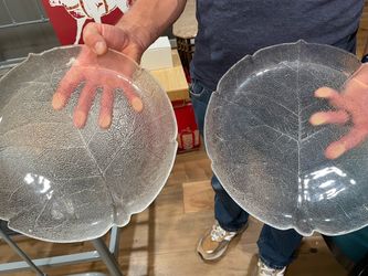 Clear Glass Leaf-Shaped Decorative Bowls Set of 2