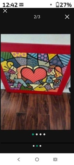 "HEART KIDS" BY ROMERO BRITTO Acrylic/ sculpture picture can hang RARE! Great condition!
