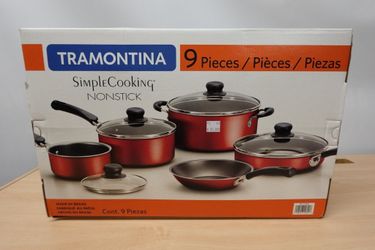 9Pc Tramontina Nonstick Cookware Set – Red