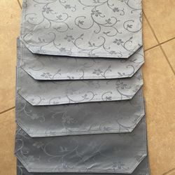 6 Cloth Blue Flowered Placemats 