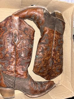 Brown python Crystal Cross boots