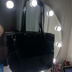 Coach Signature C black jacquard with sequin stripe tote/shoulder