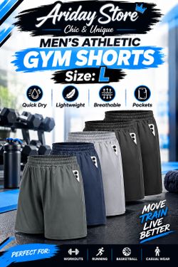 Men's Athletic Gym Shorts Size Large Each