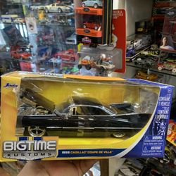 Collectible BigTime Kustoms 1959 Cadillac Coupe De Ville 1:24 Scale Diecast In Black Color