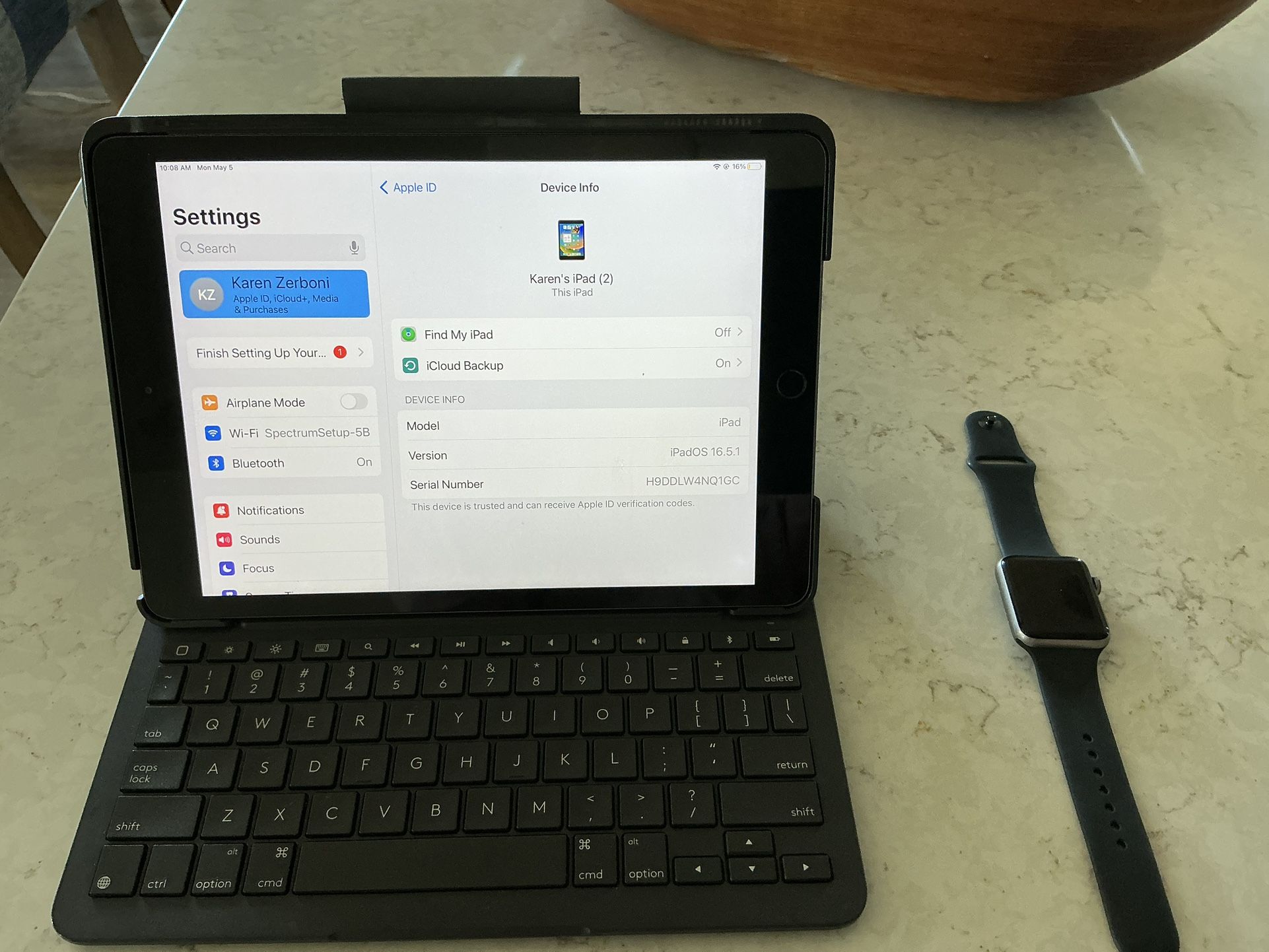 Apple IPAD And Logitech Keyboard And Watch