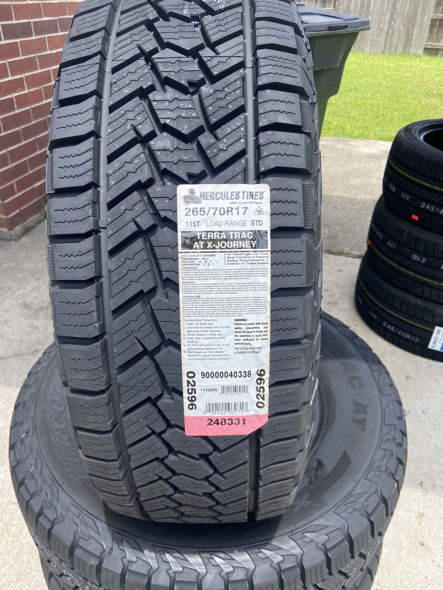3 NEW TIRES P265/70/17 HÉRCULES A/T $475 CASH OBO