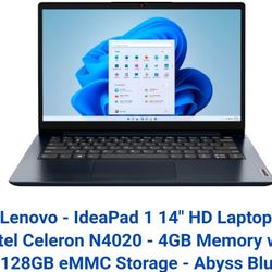 Lenovo-Idea pad 1 14" HD laptop 4GB memory with 128 GB