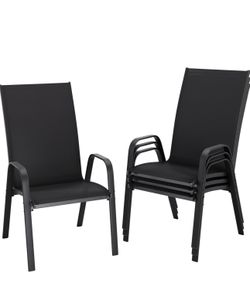 Patio Dining Chairs Set of 4, Outdoor Stackable Dining Furniture Set, All Weather Dining Set for Lawn, Garden, Backyard, Poolside, Black brand new in 