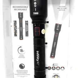 Infinity X1 7000L Dual Power Rechargeable Flashlight,7000 Lumen CREE LED with Adjustable Focus and Heat Lock