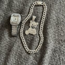 Rosanite Chain With Bear And Watch