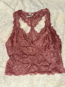 Lace Racerback crop topin Dusty Rose