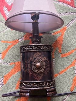 Ornate Bronze Table Lamp with Shade