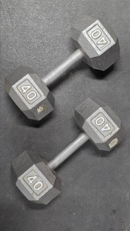 40lb Barbell Cast Iron Hex Dumbbell Pair