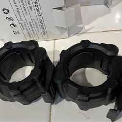 Olympic Barbell Clamps Collars Quick Release Pair Weight Clips For 2 Inch Barbell Black.