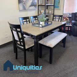 Dining Table With Four Chairs And A Bench