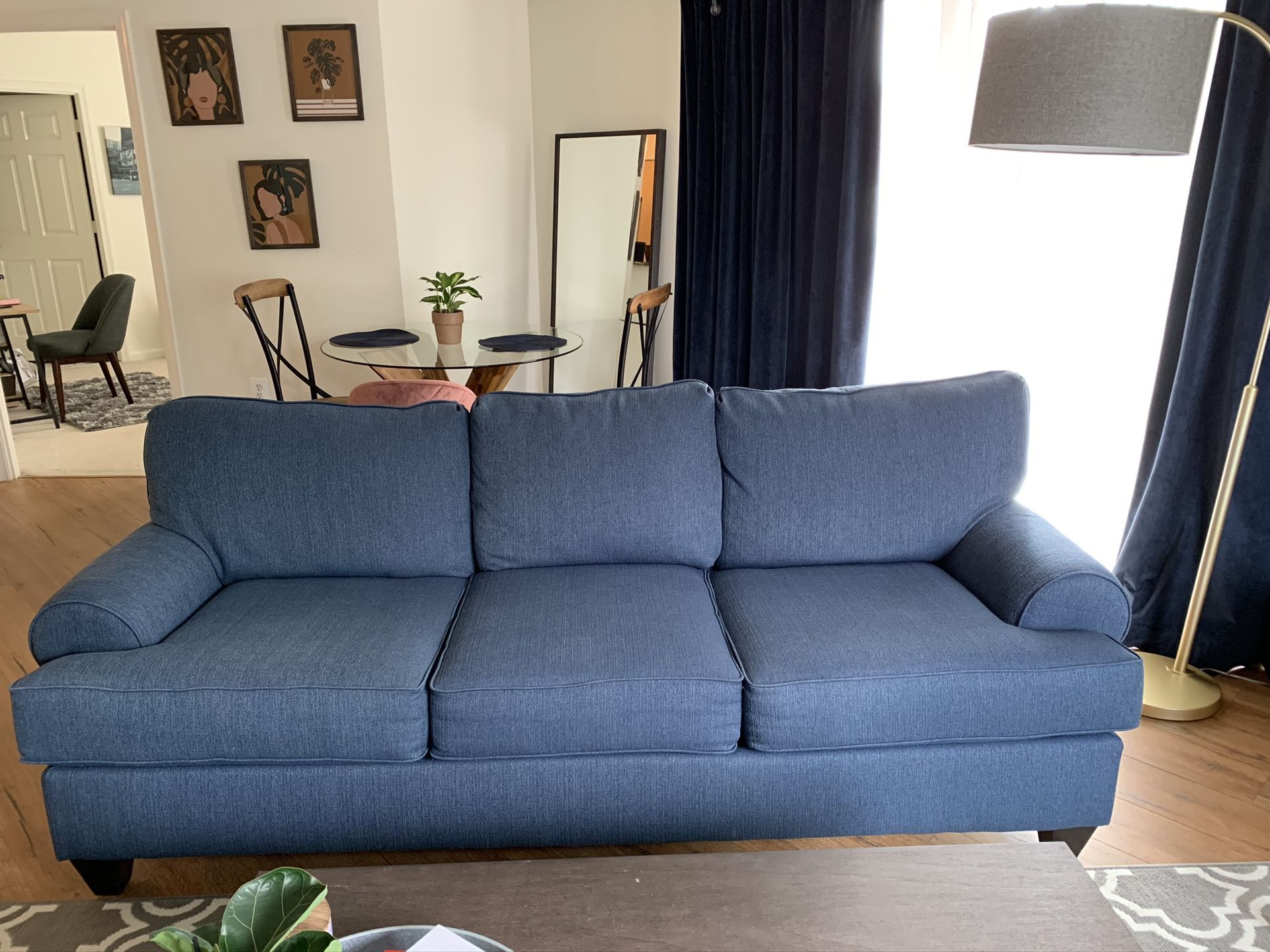 MUST GO Blue three seater couch