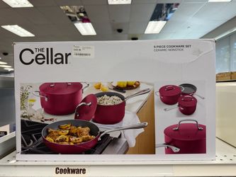 The Cellar 5-Piece Ceramic Nonstick Cookware Set – Berry