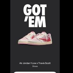 Travis Scott Jordan 1 Low Shy Pink Tropical Pink 10.5