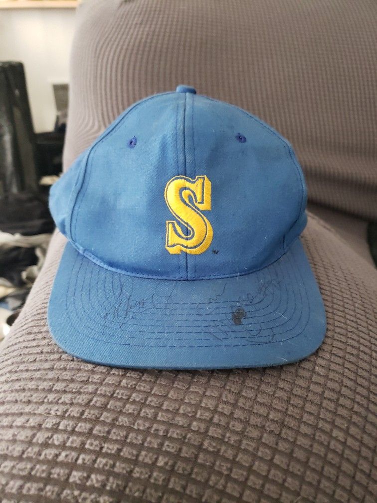 Signed old school mariner hat by ken griffey jr. and mariner moose for Sale in Bothell, WA OfferUp