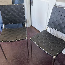 2 Black/ Silver Woven Chairs