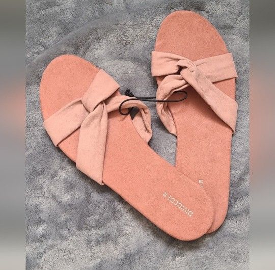 Knot Front Suede Slider Flat Sandals
