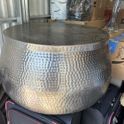Hammered Metal Coffee Table And Storage 