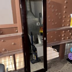 Standing Mirror Jewelry Case Dark Wood