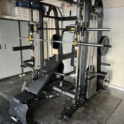 Smith Machine 300 | Adjustable Bench | 245lb Cast Iron Olympic Weights | 7ft Olympic Bar | Fitness | Gym Equipment | FREE DELIVERY/INSTALLTION 🚚 