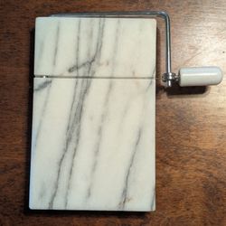 Heavy White & Gray Polished Marble Cheese Slicer 