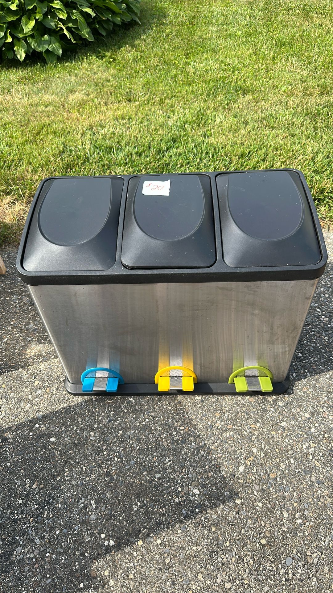3 Compartment stainless Steel Trash Can!