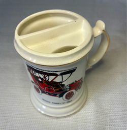 Vintage/MCM Ceramic Mustache Cup Mug – 1905 Buick Model C Graphic with Gold Trim