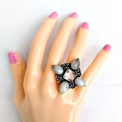 Clear Quartz And Moonstone Ring