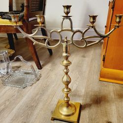2 Vintage Tall Ornate Brass Candleabras Japan