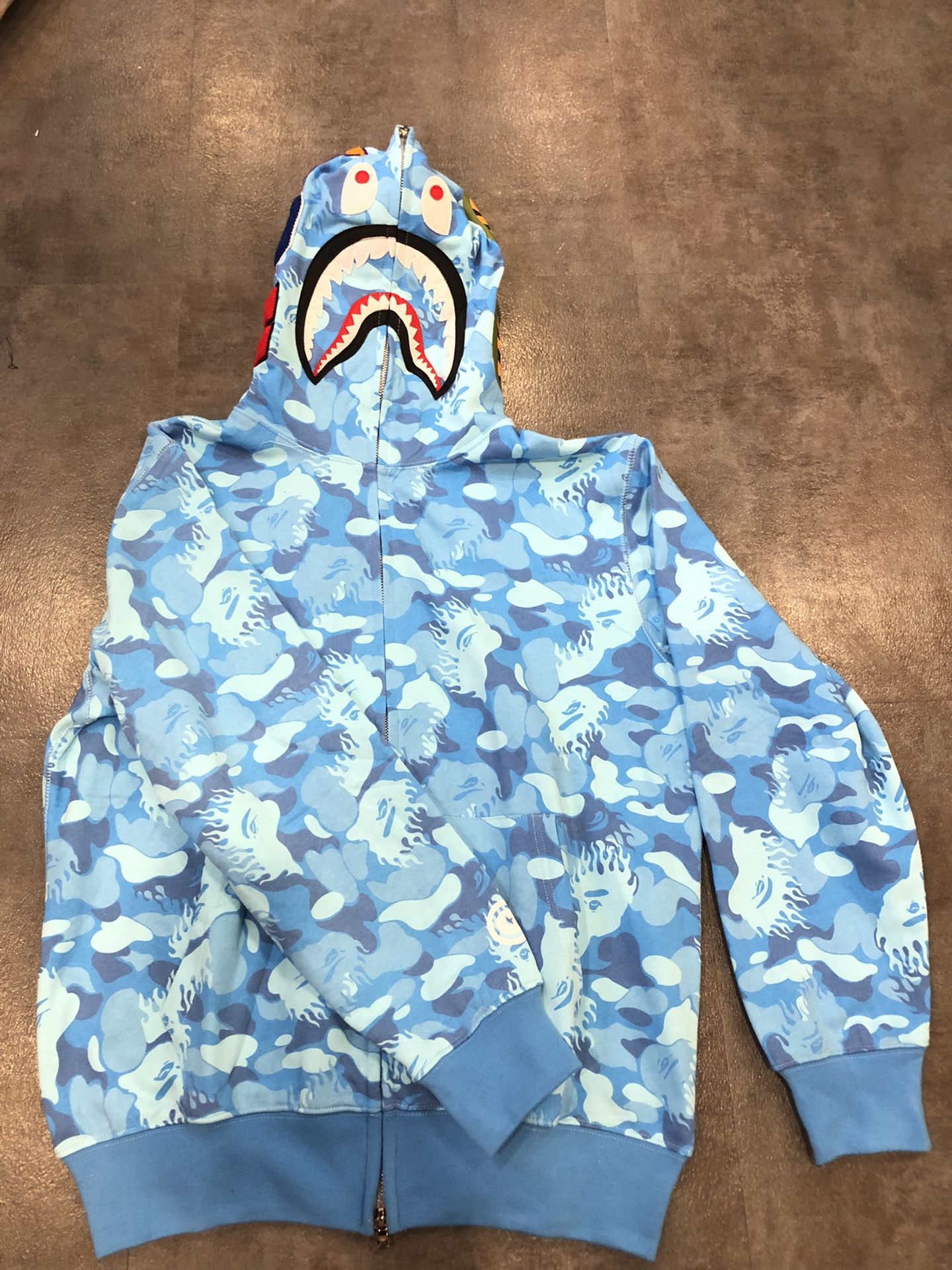 Blue fire bape hoodie XL