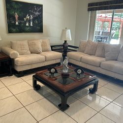 Oriental Furniture Set Couch End Tables Center Table