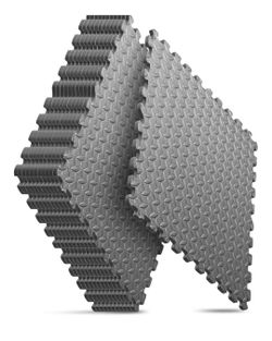 Foam Floor Tiles for Home Workout Equipment and Kids' Play Areas - Grey, 24 in x 24 in x ½ in - 12 Tiles (Grey, 12 Pack, 48 SQ FT)