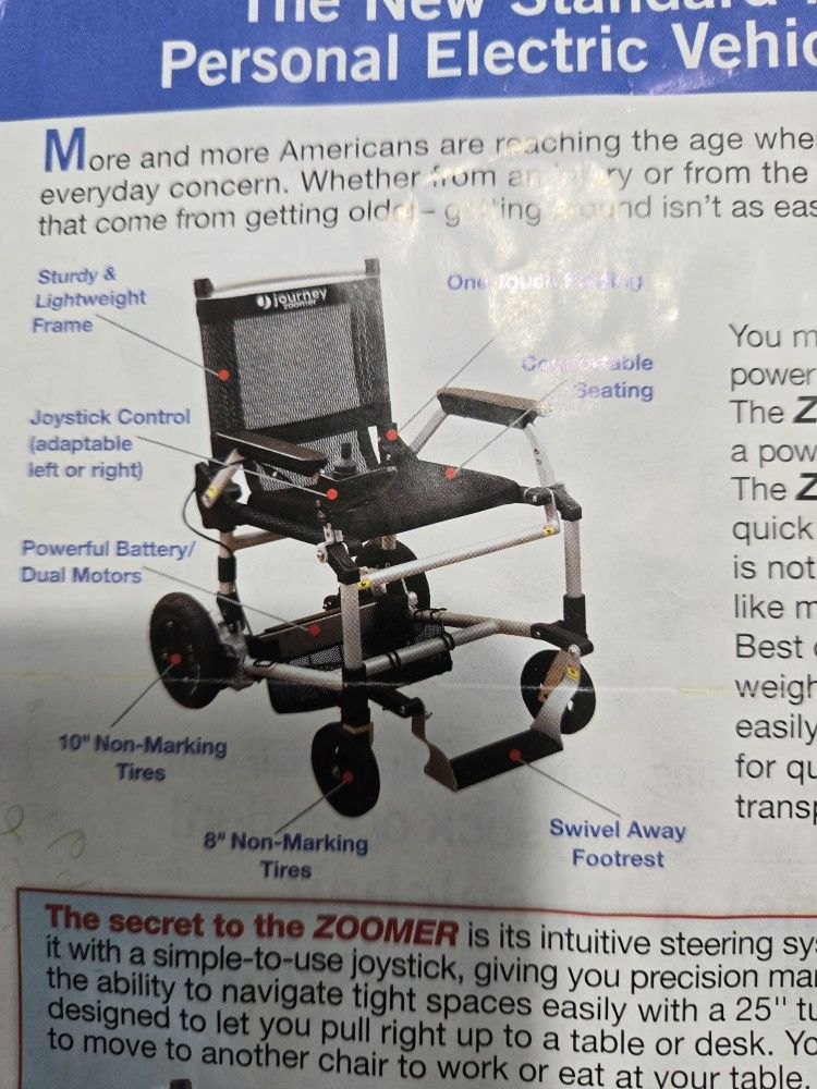ZOOMER LITE. POWER CHAIR AS NEW !