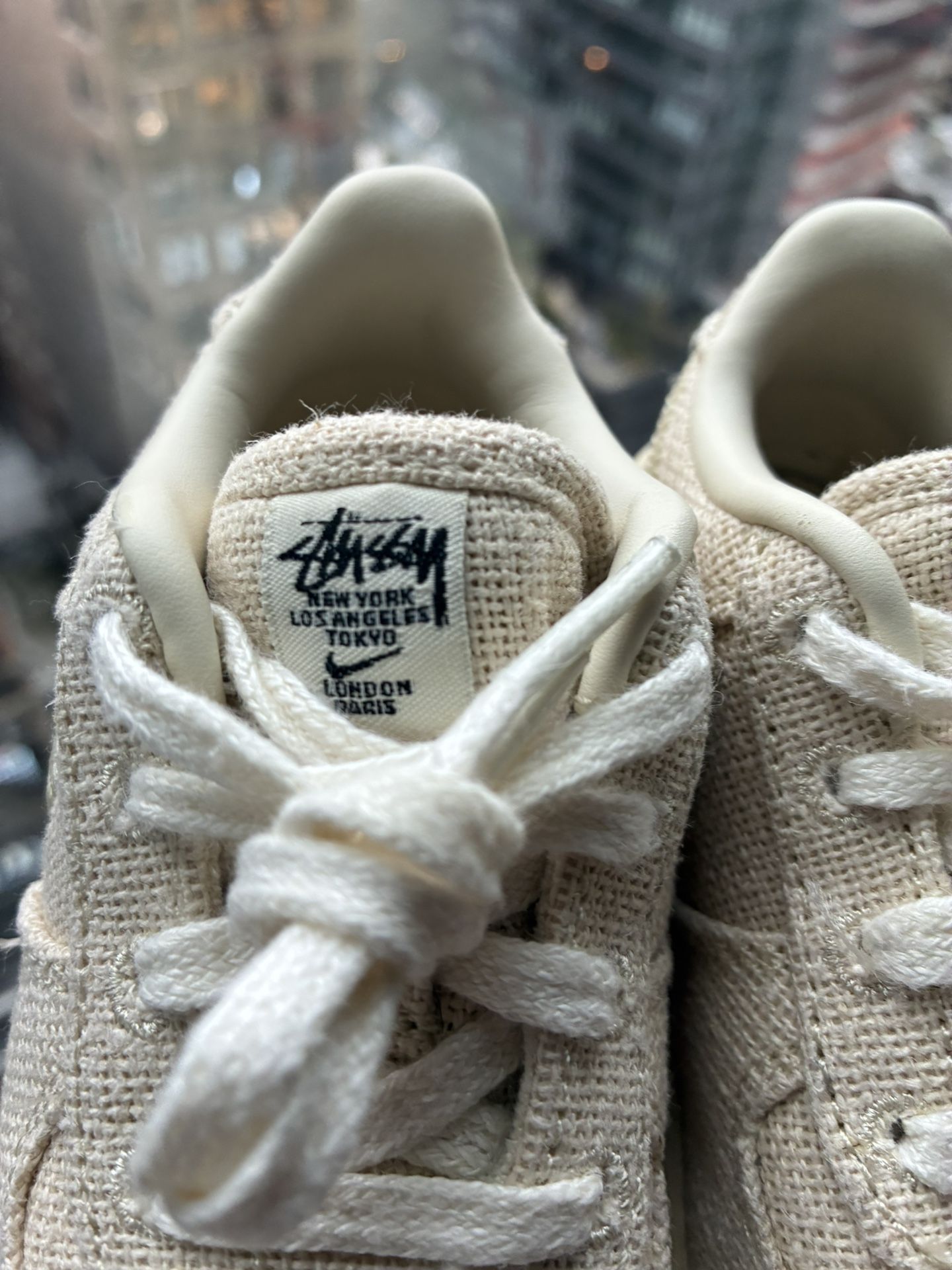 KiDS Nike x Stussy Air Force 1 Textured, Fossil Stone color way
