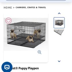 Used Puppy Playpen DropCage Adjustable Height 48”x48”