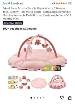 Pink flower cushion baby activity floor mat