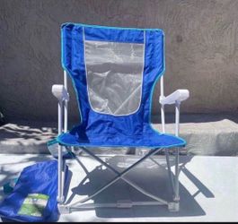 Mainstays Folding Hard Arm Beach Bag Chair, Blue