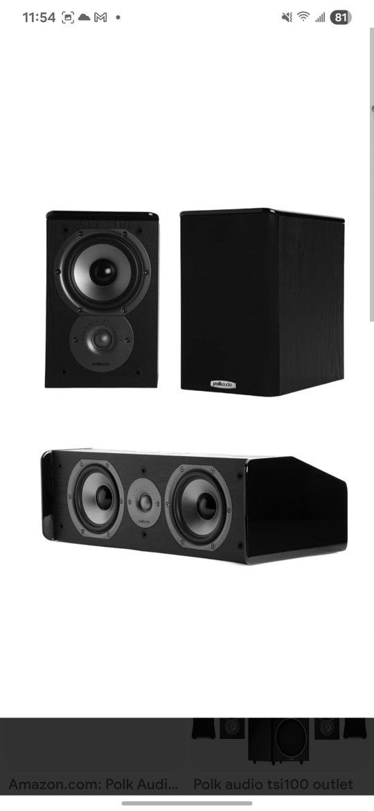 Polk Surround Sound Speakers CS10 Center & (4) TSi100 Bookshelf Speakers