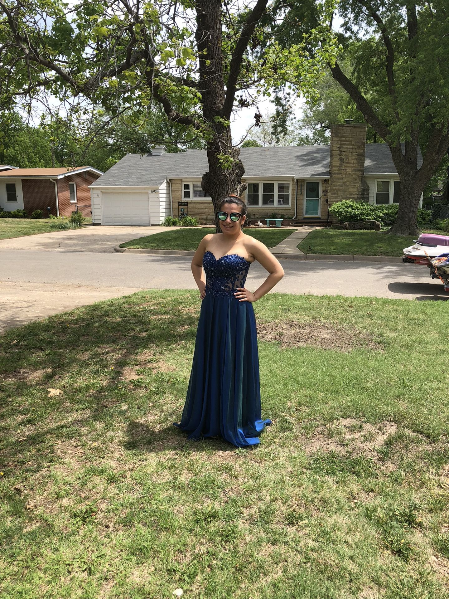 Dark Blue Sequined Ballgown