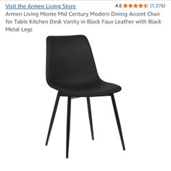 4 Black Faux Leather Dining Chairs