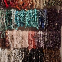 Natural Stone Chip Beaded Bracelets